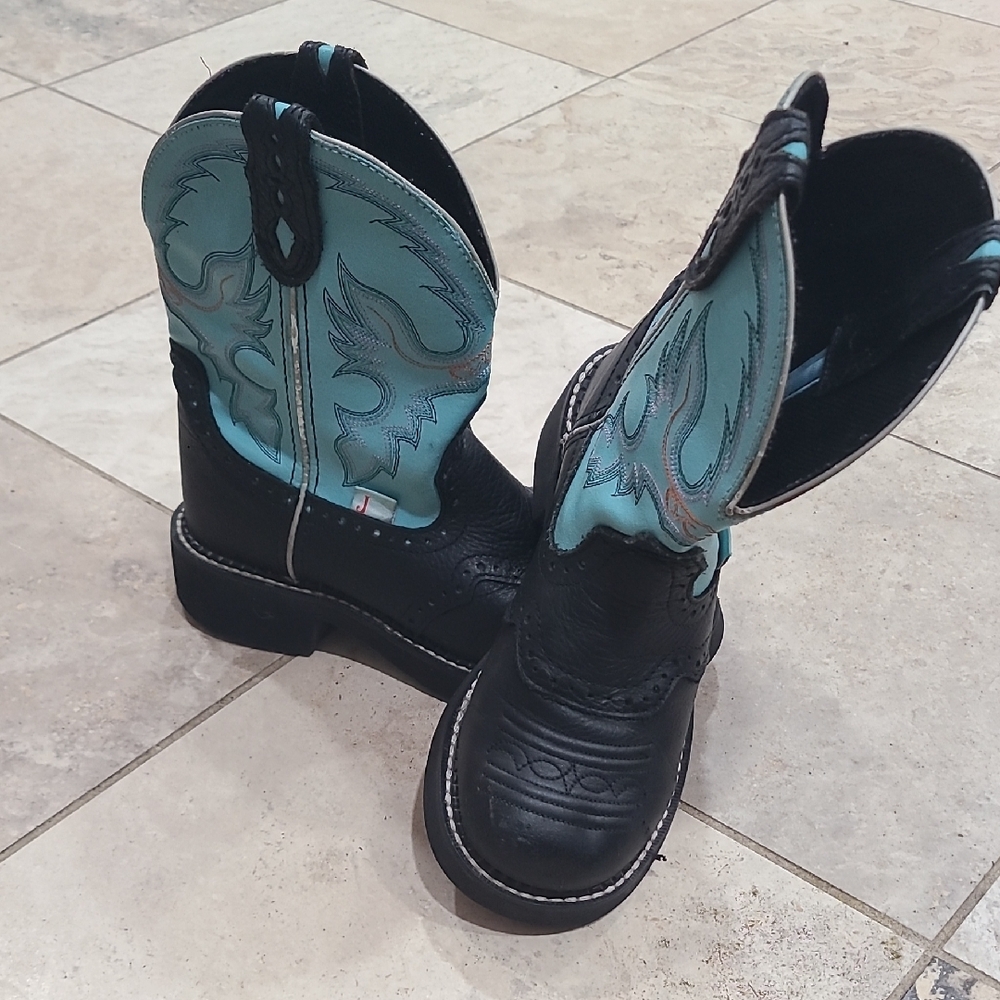 Justin Gypsy Stylish Black and Teal Kids' Boots